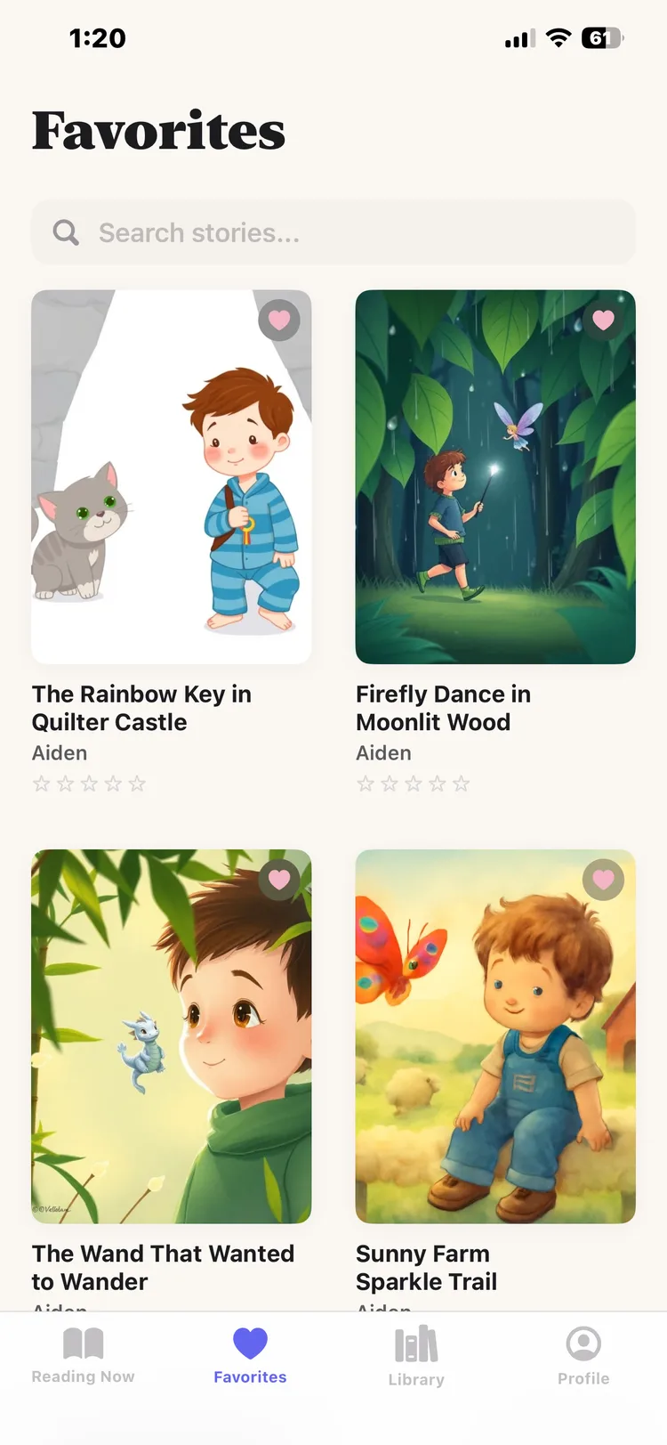 DreamWeaver story reader view with illustrated children's story